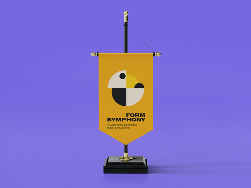 Corporate Flag on a Wooden Stand