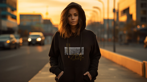 Woman Wearing an Athletic Hoodie