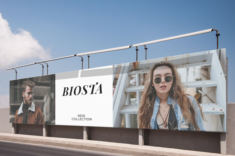 Long Landscape Billboard on a Road