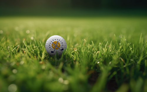 Golf Ball in a Green Field