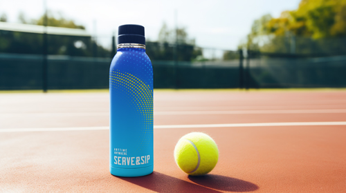 Thermos à côté d'une balle de tennis