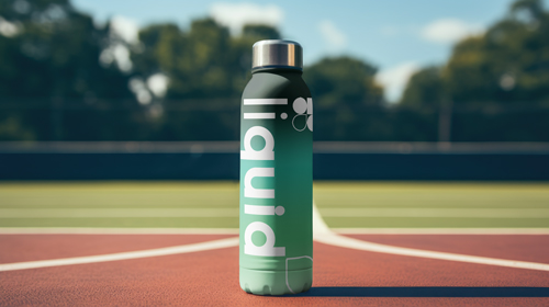 テニスコート内の水筒