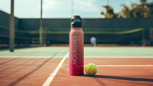 Balle de tennis à côté d'un thermos