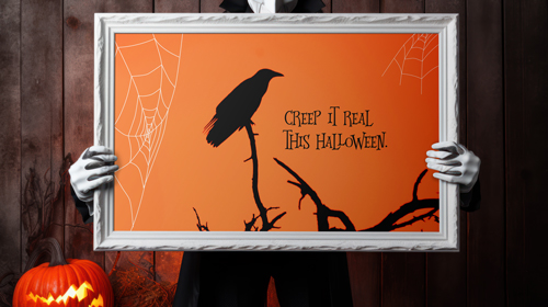 White Frame in a Halloween Setting