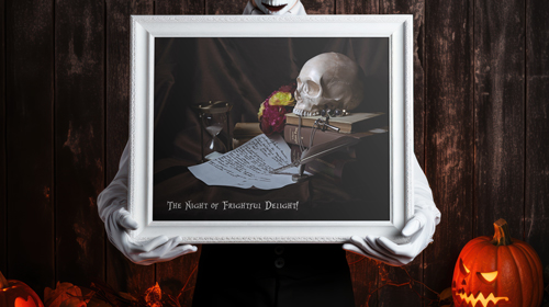 Spooky Character Holding a Frame
