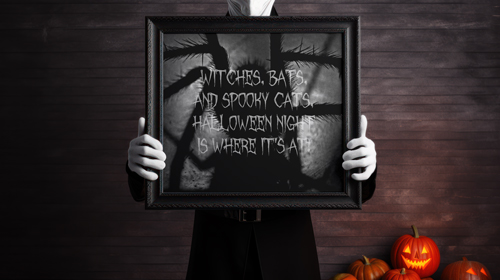 Halloween Figure Holding a Frame