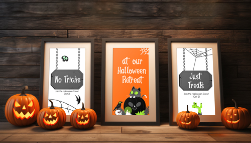 Trois cadres contre un mur