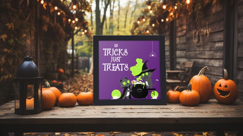 Cadre noir dans une cour d'Halloween