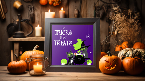 Poster avec des citrouilles sur une table en bois