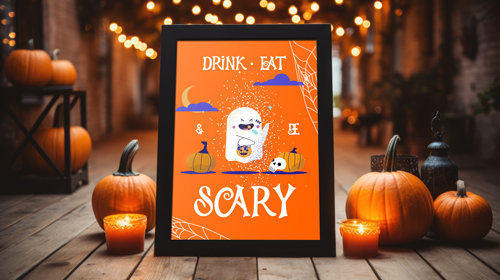 Cadre avec des décors sur un sol en bois