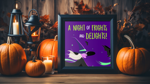 Affiche avec des décorations sur le sol