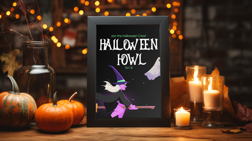 Poster noir sur une table en bois