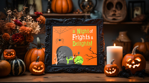 Cadre vintage avec décorations d'Halloween