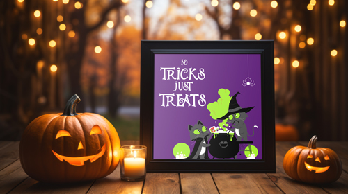 Cadre éclairé à la bougie dans une cour d'Halloween