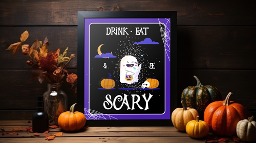 Cadre avec citrouilles dans un décor d'Halloween