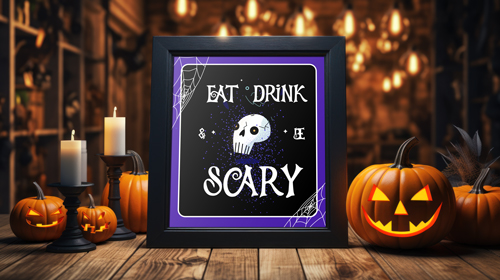 Cadre avec citrouilles sur une table en bois