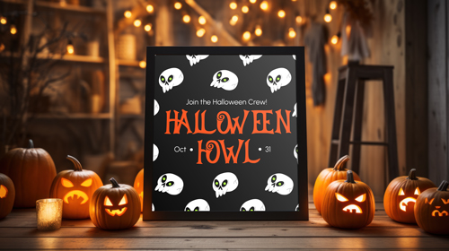 Cadre avec citrouilles d'Halloween éclairées à la bougie