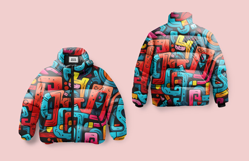 Two Puffer Jackets, One Front View