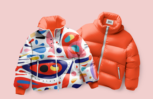 Two Puffer Jackets Top View