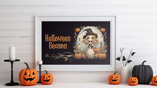 Frame With Halloween Decorations