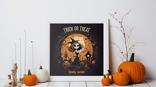 Frame With Minimalistic Fall Decorations