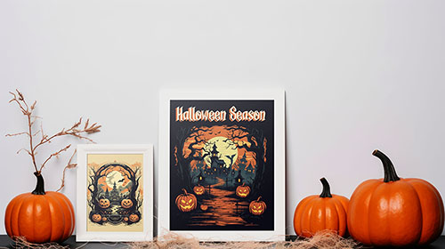 Posters Surrounded By Fall Decorations