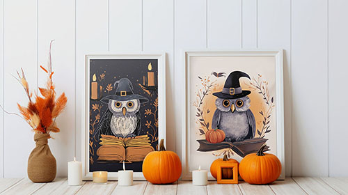 Minimalistic Frames With Halloween Decorations