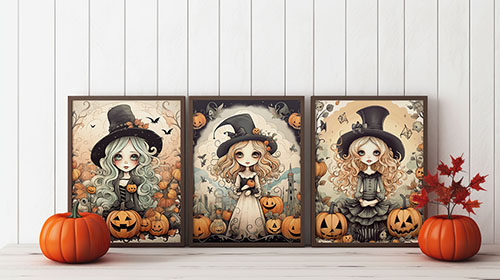 Posters Standing Against a Wall