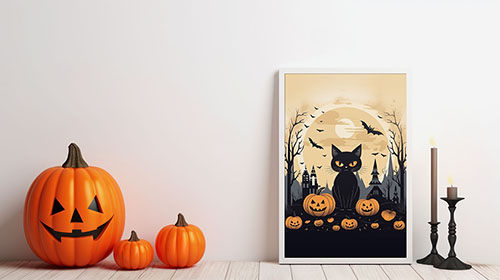 White Frame With Halloween Attributes 