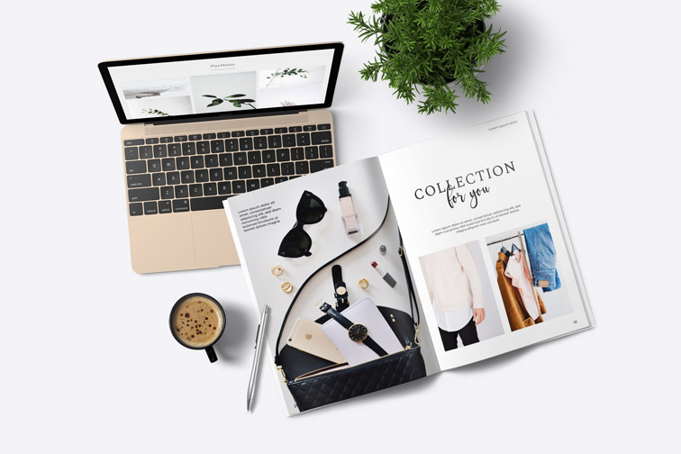 Office Workspace with a Magazine