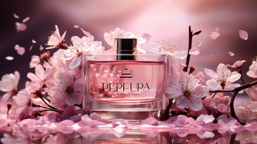 Fragrance Bottle With Blossoming Flowers