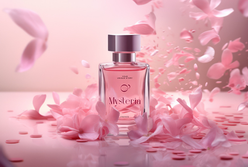 Perfume Bottle With Flower Petals