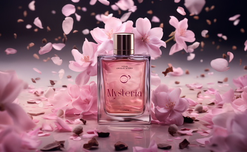 Perfume Bottle With Blossoming Flowers