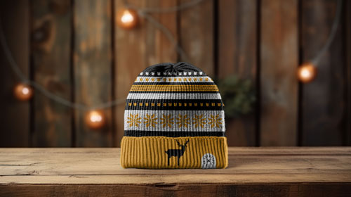 Winter Hat in a Christmas Setting