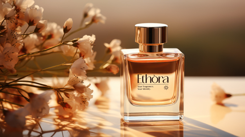 Perfume Bottle With Blossoming Flowers