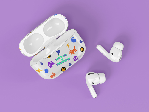 AirPods avec leur étui Vue de dessus