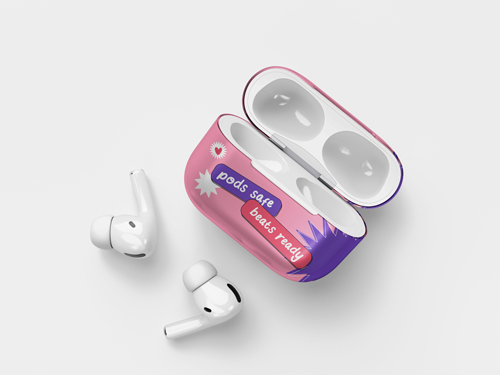 Écouteurs avec leur étui Vue de dessus