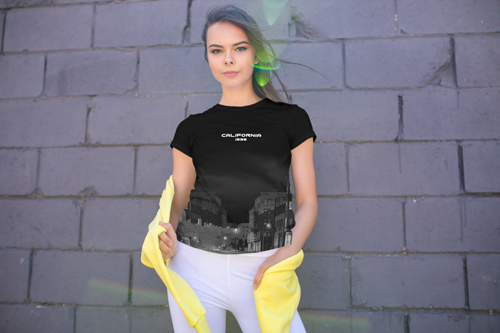 Woman in a Trendy Outfit Half View