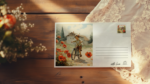 Mailing Card High Angle View