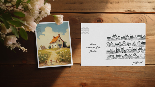 Vintage Mailing Cards With Flowers