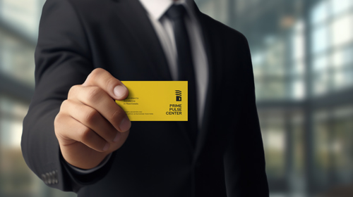 Männer präsentieren eine Visitenkarte