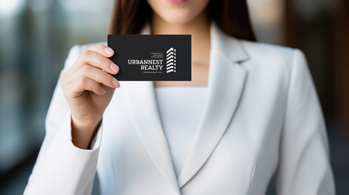 Frau wirbt für ein Unternehmen