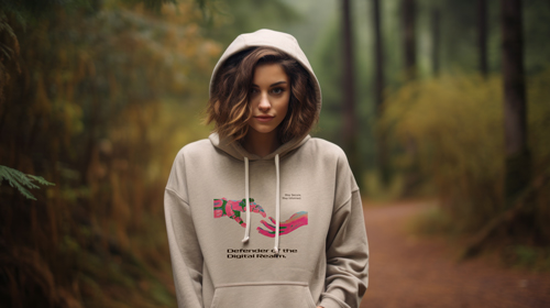 Woman Wearing a Hoodie Front View