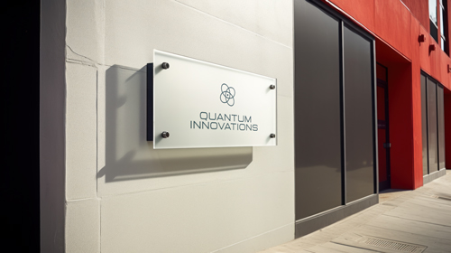 Company Sign at a Building Entrance