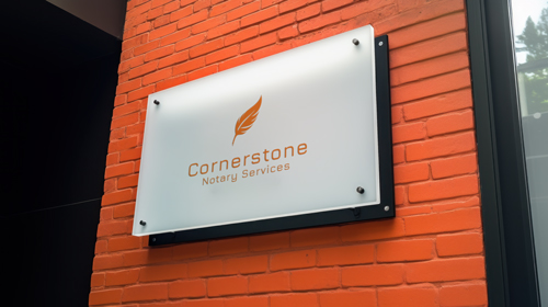 Horizontal Plaque on an Orange Wall