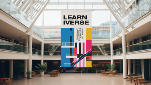 Banderín vertical en una biblioteca