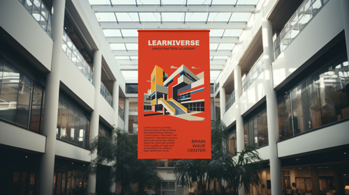 Banner colgando en un centro comercial