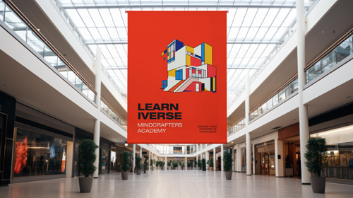 Banner colgando en un centro comercial