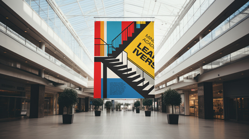 Póster en un pasillo moderno