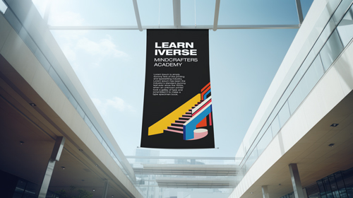 Vista desde abajo de un póster colgante